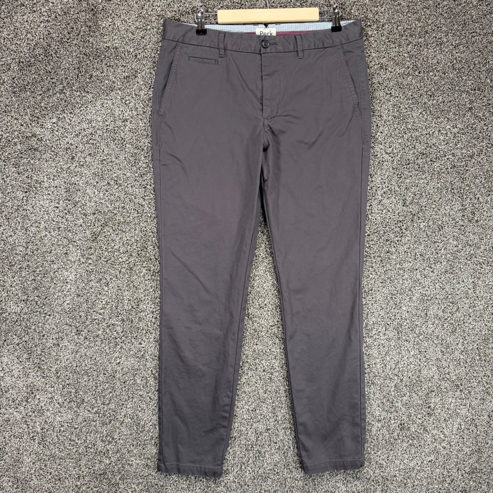 Perk Feel Good Chinos Mens 34/32 Gray Slim Fit Stretch Cotton Twill Pants